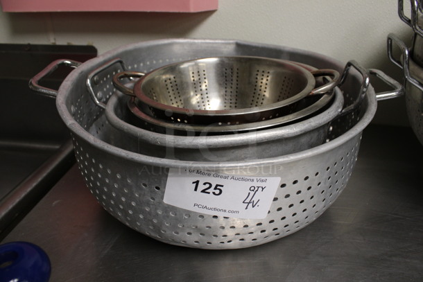 4 Various Metal Colanders. Includes 19x17x6. 4 Times Your Bid! (kitchen)