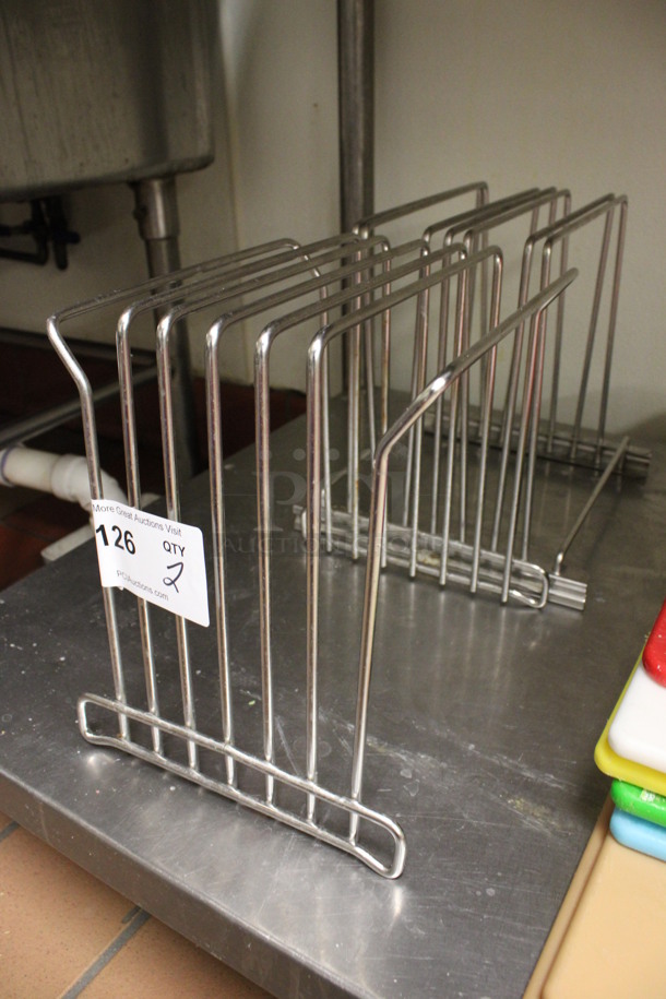 2 Chrome Finish Metal Cutting Board Racks. 10.5x8.5x10.5, 10.5x10x10.5. 2 Times Your Bid! (kitchen)