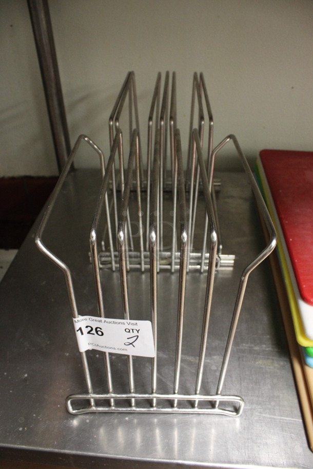 2 Chrome Finish Metal Cutting Board Racks. 10.5x8.5x10.5, 10.5x10x10.5. 2 Times Your Bid! (kitchen) - Image 2 of 3