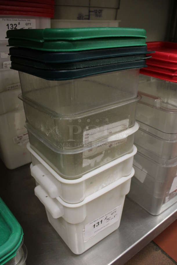 ALL ONE MONEY! Lot of 5 Poly  Bins w/ 5 Green Lids. 7x7x7. (kitchen) - Image 2 of 3