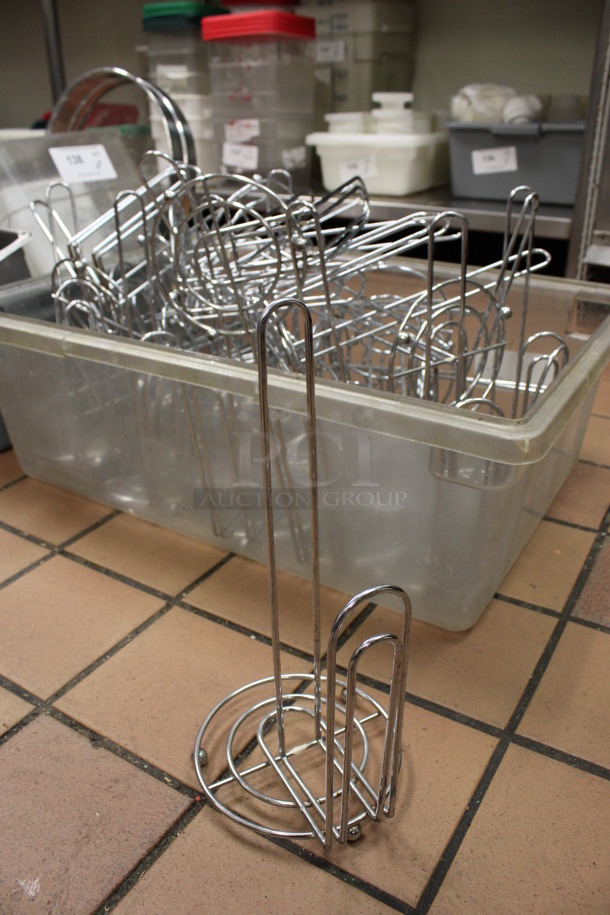 21 Metal Countertop Paper Towel Holders in Clear Poly Bin! 6x6x12.5. (kitchen)