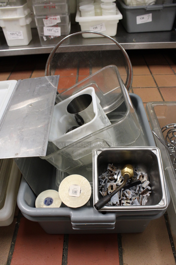 ALL ONE MONEY! Lot of Various Items Including Poly Bins and Metal Sifter in Gray Poly Bus Bin! (kitchen) - Image 3 of 3