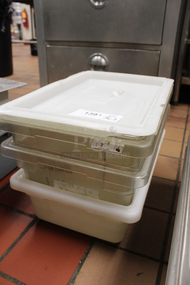 ALL ONE MONEY! Lot of 3 Poly Bins w/ 2 Lids! 12x18x6, 12x18x8. (kitchen)  - Image 3 of 3