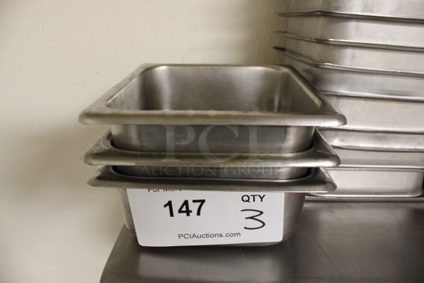 3 Stainless Steel 1/6 Size Drop In Bins. 1/6x2. 3 Times Your Bid! (kitchen)