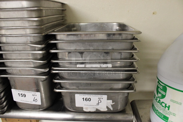 8 Stainless Steel 1/2 Size Drop In Bins. 1/2x4. 8 Times Your Bid! (kitchen)