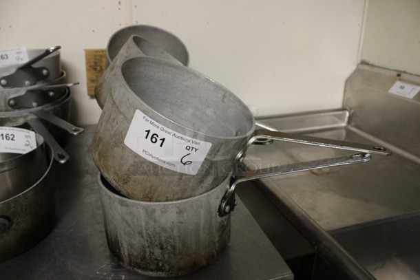 6 Metal Sauce Pots. 16x8x5.5. 6 Times Your Bid! (kitchen)