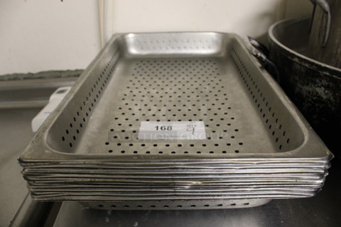 9 Stainless Steel Full Size Perforated Drop In Bins. 1/1x2. 9 Times Your Bid! (kitchen)