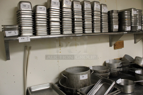 Stainless Steel Commercial Wall Mount Shelf. BUYER MUST REMOVE. 96x12x12. (kitchen)