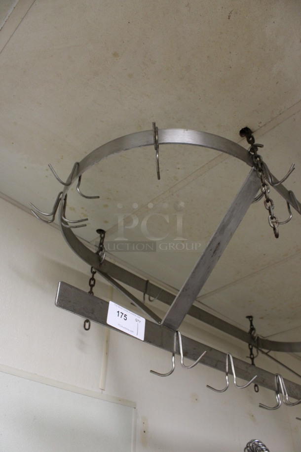 Metal Commercial Ceiling Mount Pan Rack w/ 16 Pot Rack Hooks. BUYER MUST REMOVE. 60x24x18. (kitchen) - Image 2 of 5