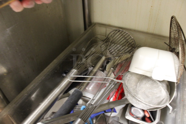 ALL ONE MONEY! Lot of 2 Bins of Various Utensils Including Strainer, Whisks and Tongs! (kitchen) - Image 4 of 7