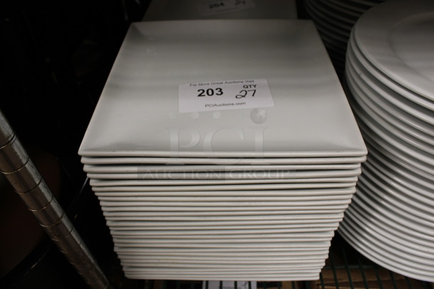 27 White Ceramic Square Plates. 10.5x10.5x1. 27 Times Your Bid! (kitchen)