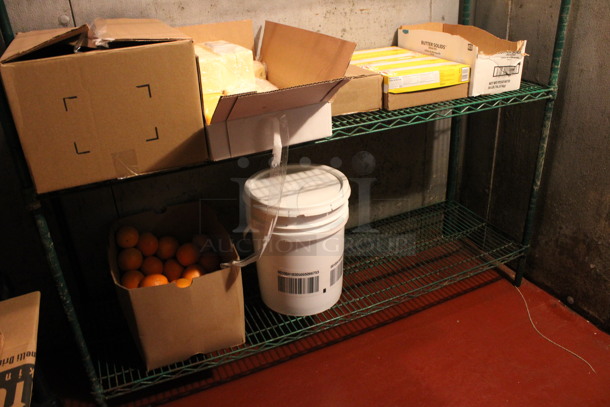 Green Finish 3 Tier Shelving Unit. Does Not Come w/ Contents. BUYER MUST DISMANTLE. PCI CANNOT DISMANTLE FOR SHIPPING. PLEASE CONSIDER FREIGHT CHARGES. 60x18x67. (kitchen) - Image 4 of 4