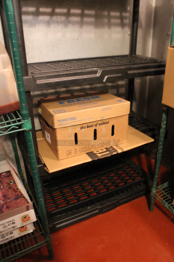 Black Poly 5 Tier Shelving Unit. Does Not Come w/ Contents. BUYER MUST DISMANTLE. PCI CANNOT DISMANTLE FOR SHIPPING. PLEASE CONSIDER FREIGHT CHARGES. 36x18x71. (kitchen) - Image 4 of 4