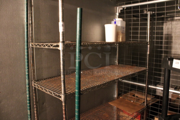 Chrome Finish 4 Tier Shelving Unit. Does Not Come w/ Contents. BUYER MUST DISMANTLE. PCI CANNOT DISMANTLE FOR SHIPPING. PLEASE CONSIDER FREIGHT CHARGES. 48x18x74. (kitchen) - Image 4 of 4