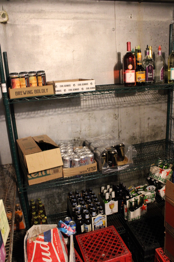 Green Finish 3 Tier Metro Style Shelving Unit. Does Not Include Contents. BUYER MUST DISMANTLE. PCI CANNOT DISMANTLE FOR SHIPPING. PLEASE CONSIDER FREIGHT CHARGES. 60x18x67. (kitchen) - Image 2 of 4