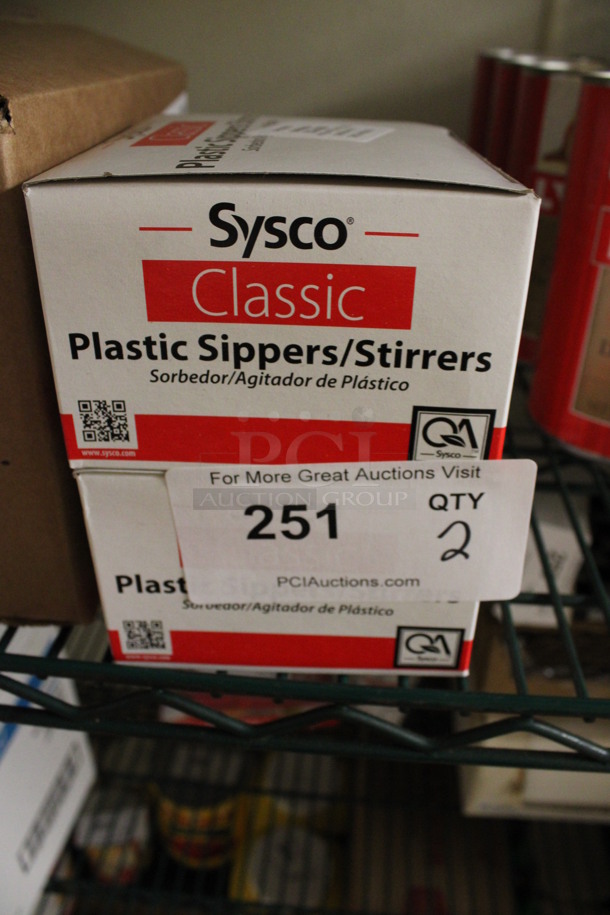 2 Boxes of Sysco Classic Plastic Sippers Stirrers. 2 Times Your Bid! (kitchen)