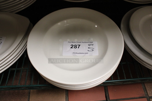 5 White Ceramic Plates. 10.5x10.5x2. 5 Times Your Bid! (kitchen)
