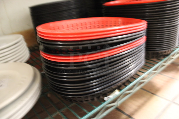 18 Plastic Food Baskets; 6 Red and 12 Black. 10.5x7x1.5. 18 Times Your Bid! (kitchen) - Image 2 of 3