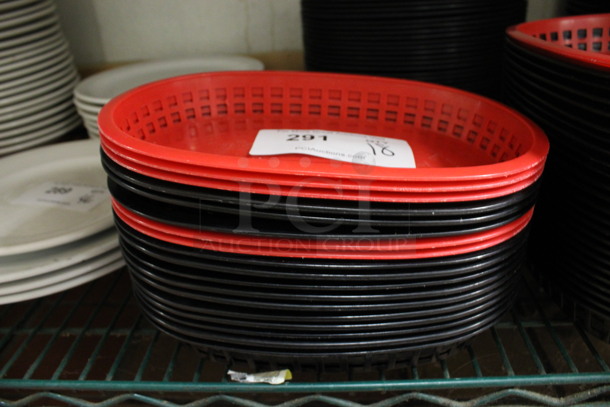 18 Plastic Food Baskets; 6 Red and 12 Black. 10.5x7x1.5. 18 Times Your Bid! (kitchen) - Image 3 of 3