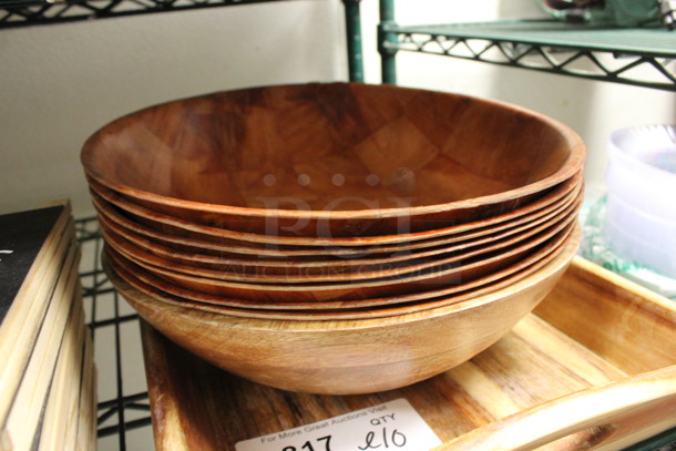 ALL ONE MONEY! Lot of 10 Items; 9 Wood Pattern Bowls and Wooden Tray. 12x12x3. (kitchen) - Image 2 of 3
