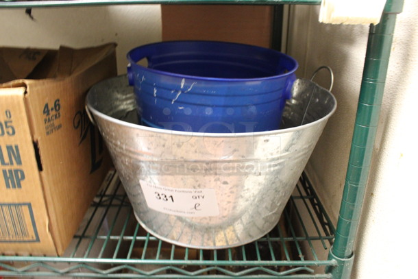 ALL ONE MONEY! Lot of Metal Bucket and Blue Bucket! Includes 15x15x8. (kitchen)