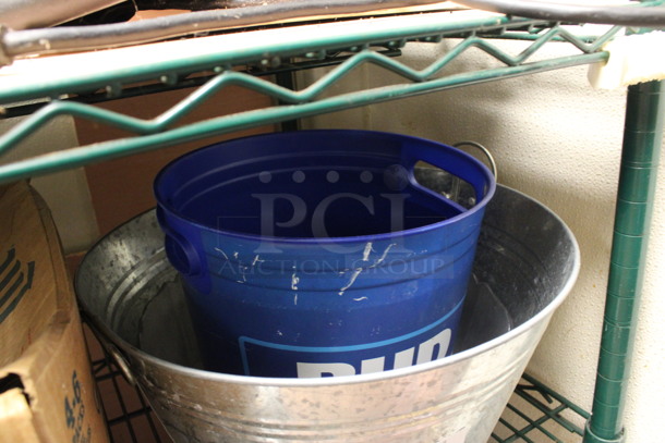ALL ONE MONEY! Lot of Metal Bucket and Blue Bucket! Includes 15x15x8. (kitchen) - Image 2 of 3