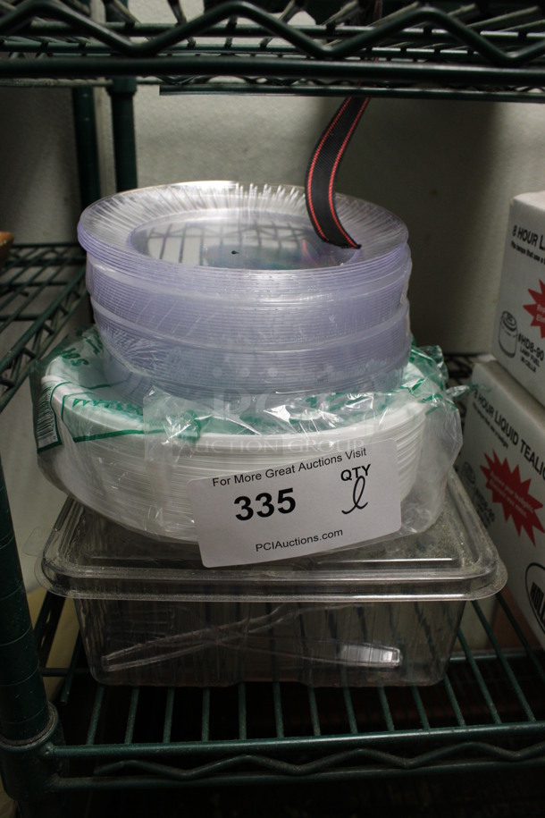 ALL ONE MONEY! Lot of Various Disposable Plates and Bin! (kitchen) - Image 1 of 3