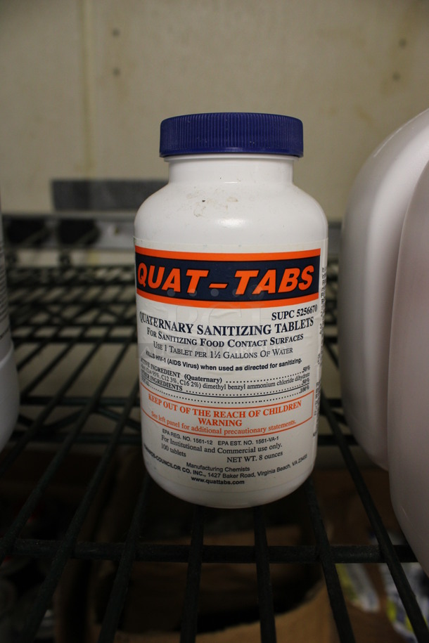 3 Bottles of Quat Tabs Sanitizer Tablets. 2.5x2.5x5. 3 Times Your Bid! (kitchen)