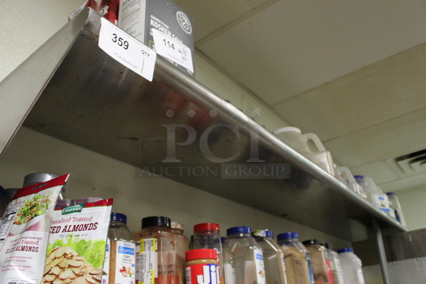 Stainless Steel Wall Mount Shelf. Does Not Come w/ Contents. BUYER MUST REMOVE. 108x15x14. (kitchen) - Image 2 of 2