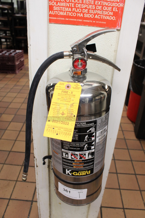Ansul K Guard Wet Chemical Fire Extinguisher. BUYER MUST REMOVE. 7x8x22. (drink kitchen)