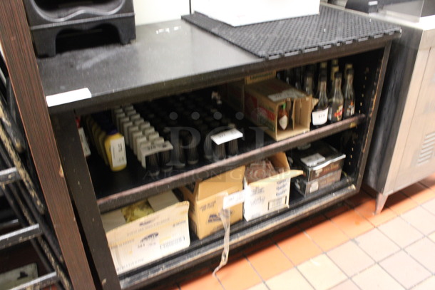 Black Counter w/ 2 Under Shelves. Contents Are Not Included. 48x24x36. (drink kitchen) - Image 2 of 3
