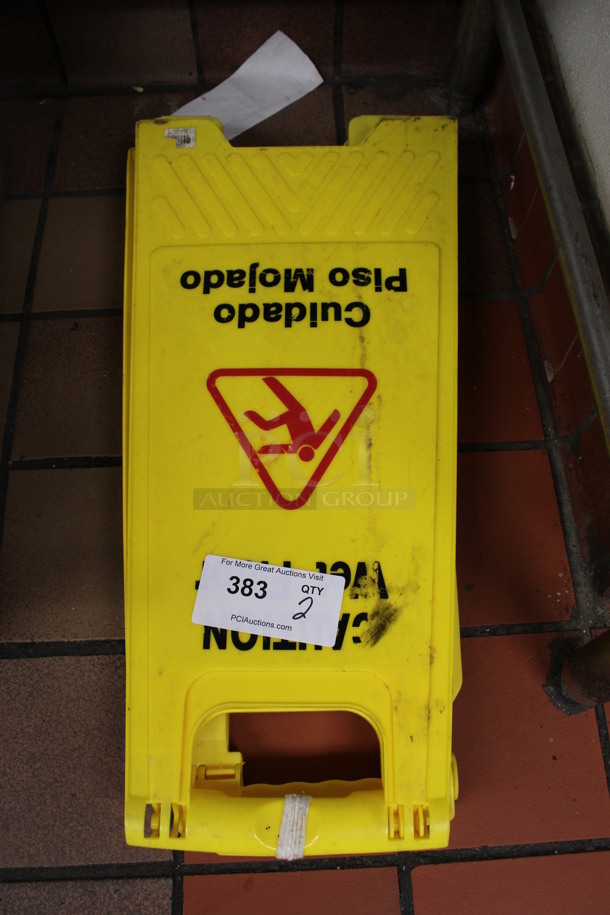Yellow Poly Wet Floor Sign. 12x1x25. (drink kitchen) - Image 1 of 3
