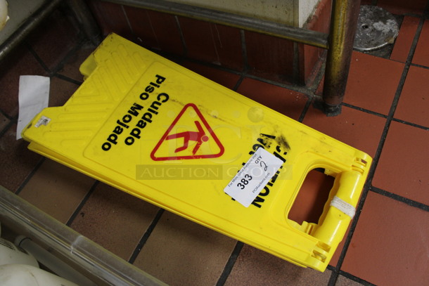 Yellow Poly Wet Floor Sign. 12x1x25. (drink kitchen) - Image 2 of 3