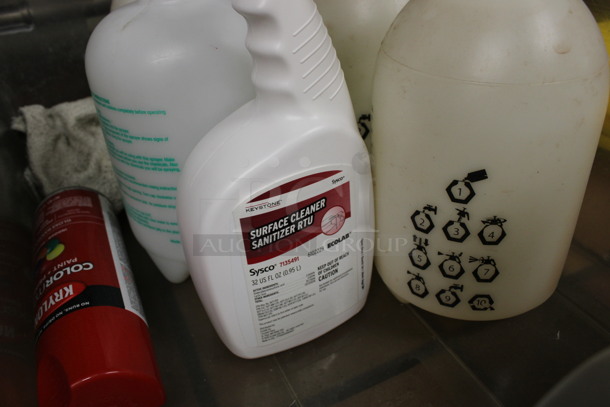 ALL ONE MONEY! Lot of Various Items Including Cleaner and Sanitizer in Clear Poly Bin! (drink kitchen) - Image 3 of 6