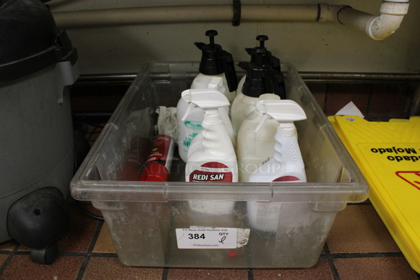 ALL ONE MONEY! Lot of Various Items Including Cleaner and Sanitizer in Clear Poly Bin! (drink kitchen) - Image 6 of 6