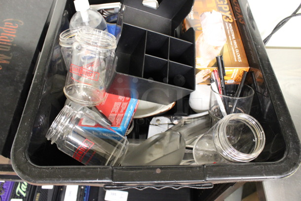 ALL ONE MONEY! Lot of Various Items Including Poly Cups and Gloves in Black Bus Bin! (drink kitchen) - Image 3 of 4