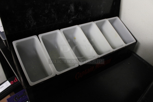 Black Poly Bar Topping Rail w/ 6 White Poly Drop Ins. 18.5x7x5. (drink kitchen) - Image 2 of 3