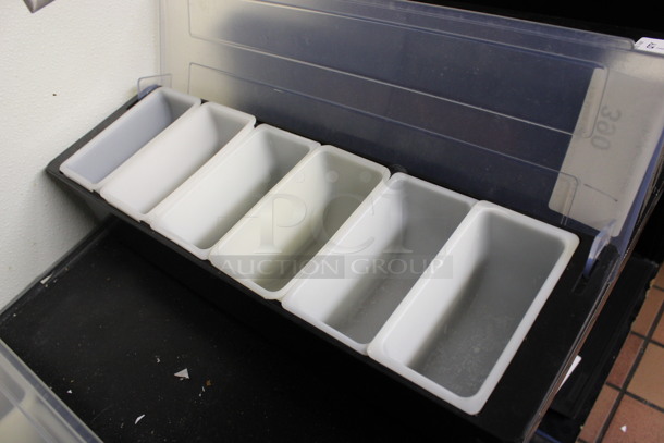 Black and Clear Poly Bar Topping Rail w/ 6 White Poly Drop Ins. 19.5x6x4.5. (drink kitchen) - Image 2 of 3