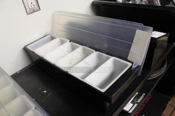 Black and Clear Poly Bar Topping Rail w/ 6 White Poly Drop Ins. 19.5x6x4.5. (drink kitchen) - Image 3 of 3