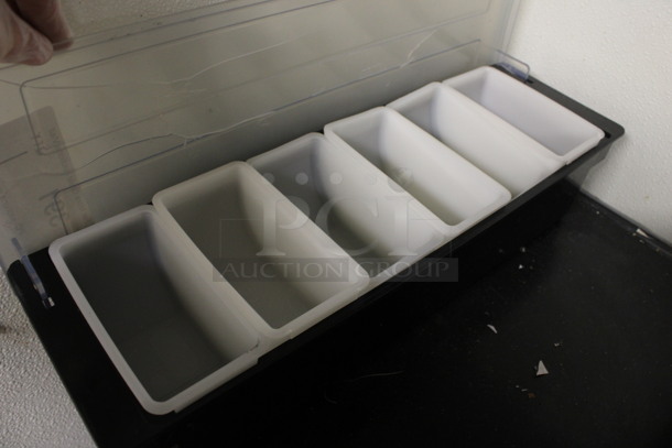 Black and Clear Poly Bar Topping Rail w/ 6 White Poly Drop Ins. 19.5x6x4.5. (drink kitchen) - Image 3 of 3