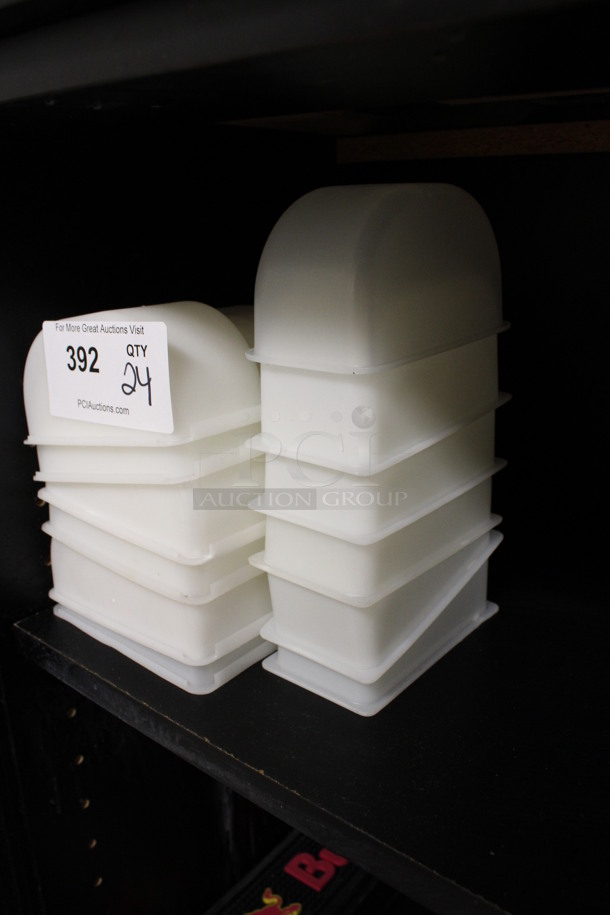 ALL ONE MONEY! Lot of 24 White Poly Bar Topping Rail Drop Ins! 5.5x3x3. (drink kitchen) - Image 2 of 3