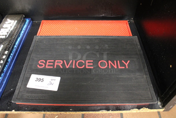 2 Various Bar Mats; Service Only and Smirnoff. 17x12x0.5, 16x16x0.5. 2 Times Your Bid! (drink kitchen)