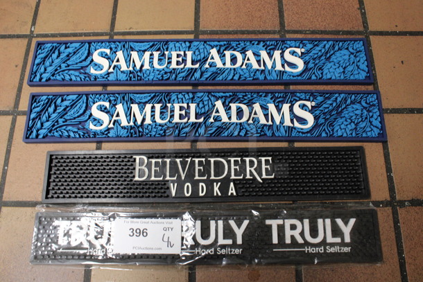 4 Bar Mats; 2 Samuel Adams, Belvedere Vodka and Truly. Includes 24x3.5x0.5. 4 Times Your Bid! (drink kitchen)