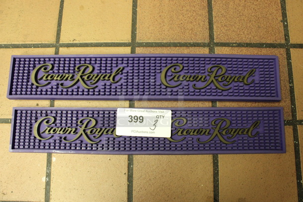 3 Crown Royal Purple Bar Mats. 20.5x3.5x0.5. 3 Times Your Bid! (drink kitchen)