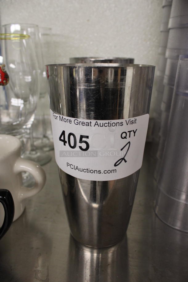 2 Metal Drink Mixing Glasses. 3.5x3.5x7. 2 Times Your Bid! (drink kitchen) - Image 1 of 2