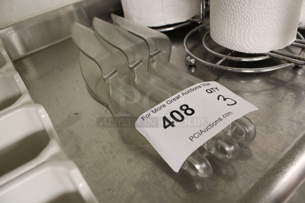 ALL ONE MONEY! Lot of 3 Clear Poly Ice Scoopers! 9.5x2.5x2. (drink kitchen) - Image 1 of 3