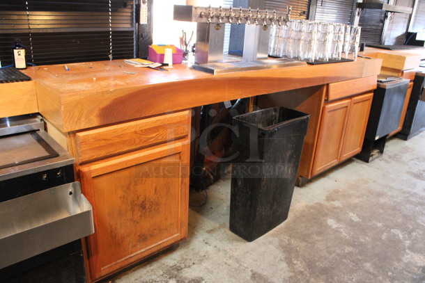 Wooden Countertop. Does Not Include Contents or Beer Tower / Drip Tray. BUYER MUST REMOVE. 39'x2'3.5'. (bar) - Image 3 of 5