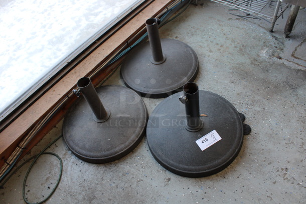 3 Black Metal Patio Umbrella Bases. 17x17x13. 3 Times Your Bid! (bar) - Image 2 of 4