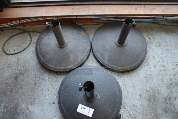 3 Black Metal Patio Umbrella Bases. 17x17x13. 3 Times Your Bid! (bar) - Image 3 of 4