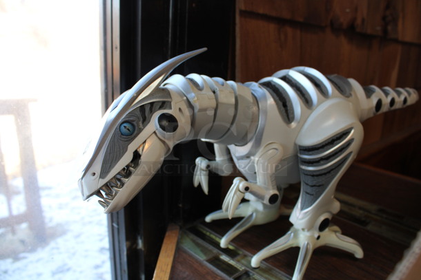 White and Gray Countertop Dinosaur Toy. 8x30x11. (bar) - Image 3 of 4